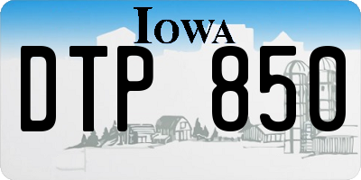 IA license plate DTP850