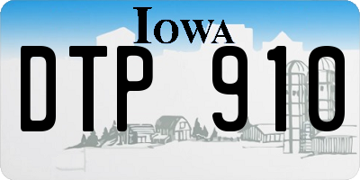 IA license plate DTP910