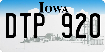 IA license plate DTP920