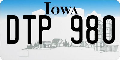 IA license plate DTP980