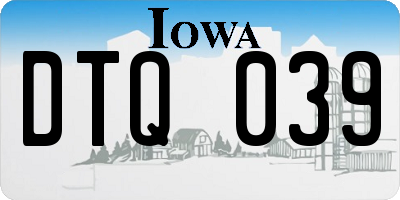 IA license plate DTQ039