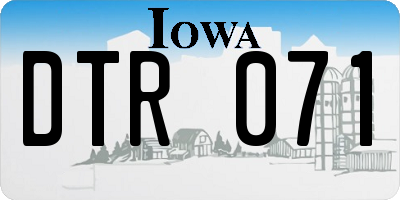 IA license plate DTR071