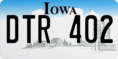 IA license plate DTR402