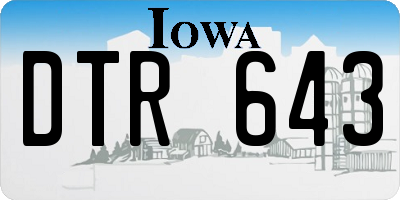 IA license plate DTR643