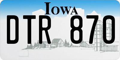 IA license plate DTR870