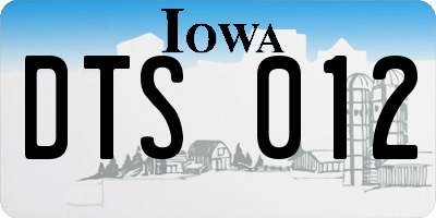 IA license plate DTS012