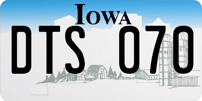 IA license plate DTS070