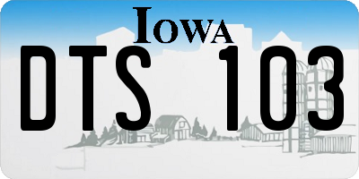 IA license plate DTS103