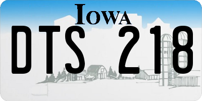 IA license plate DTS218