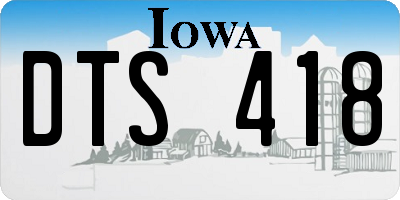 IA license plate DTS418