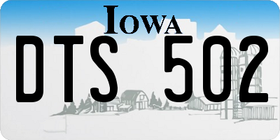 IA license plate DTS502
