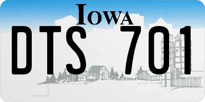 IA license plate DTS701