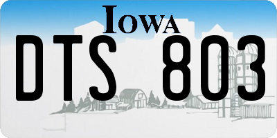 IA license plate DTS803