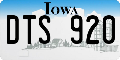 IA license plate DTS920