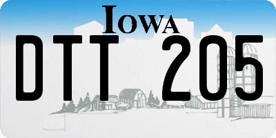 IA license plate DTT205