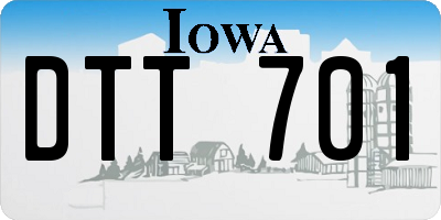 IA license plate DTT701