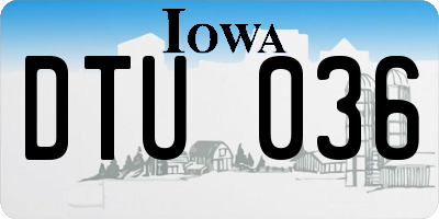 IA license plate DTU036