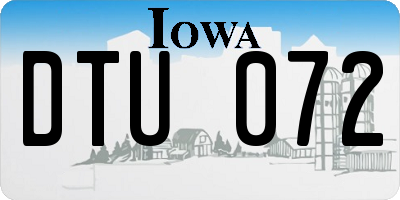 IA license plate DTU072