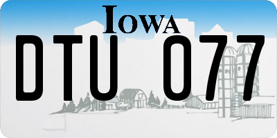 IA license plate DTU077