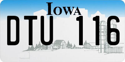 IA license plate DTU116