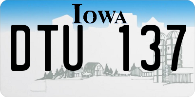 IA license plate DTU137