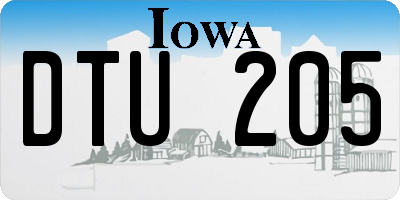 IA license plate DTU205