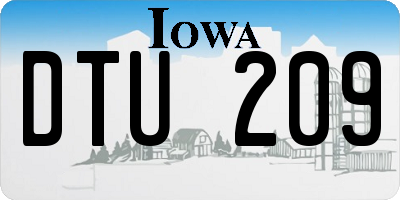 IA license plate DTU209