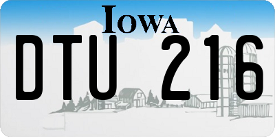 IA license plate DTU216