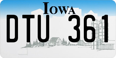 IA license plate DTU361