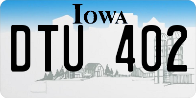 IA license plate DTU402