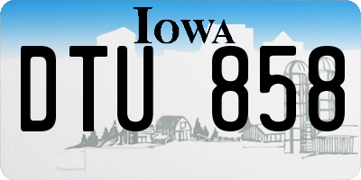 IA license plate DTU858