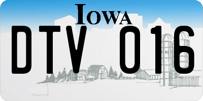 IA license plate DTV016