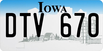 IA license plate DTV670
