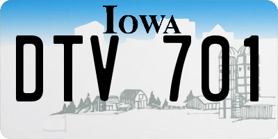 IA license plate DTV701