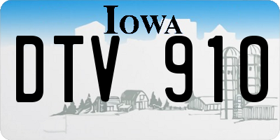 IA license plate DTV910