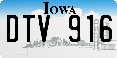 IA license plate DTV916