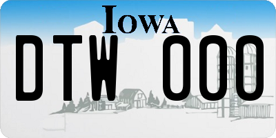 IA license plate DTW000