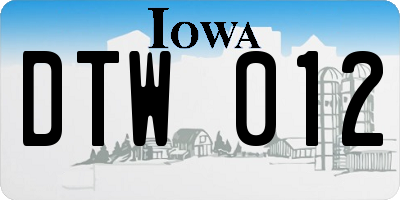 IA license plate DTW012