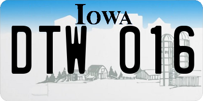 IA license plate DTW016