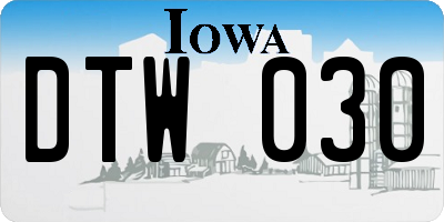 IA license plate DTW030