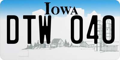 IA license plate DTW040