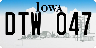 IA license plate DTW047
