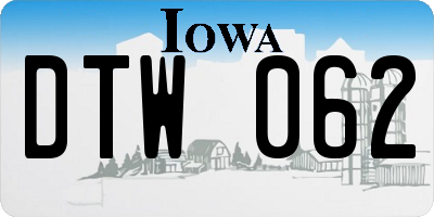 IA license plate DTW062