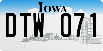 IA license plate DTW071