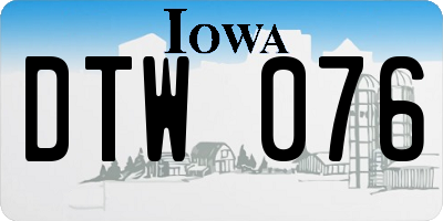 IA license plate DTW076
