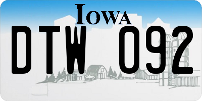 IA license plate DTW092