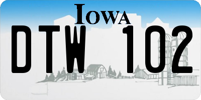 IA license plate DTW102