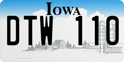 IA license plate DTW110