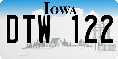 IA license plate DTW122
