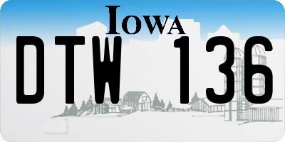 IA license plate DTW136